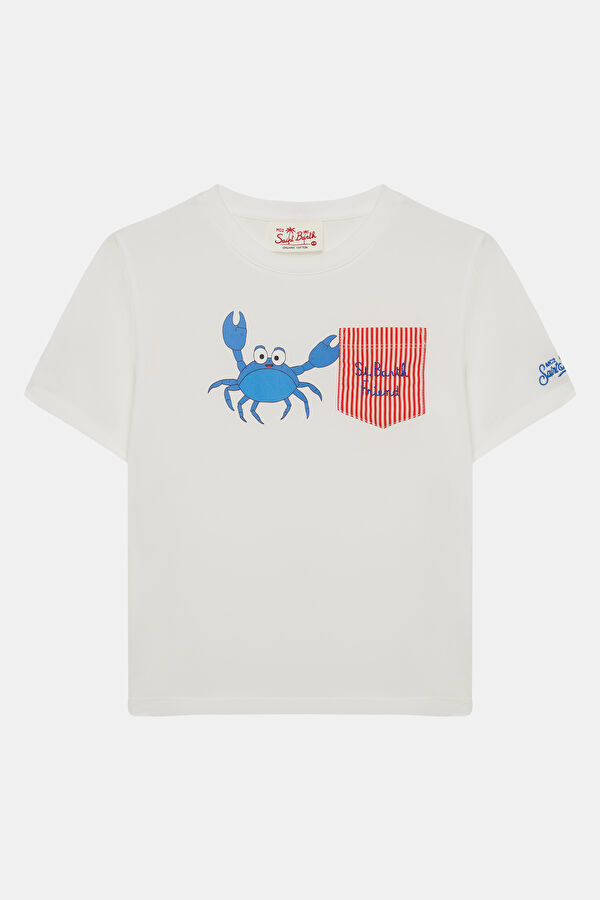 White Crew Neck Printed Children's T-Shirt