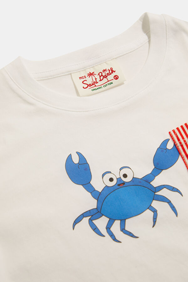 White Crew Neck Printed Children's T-Shirt 3