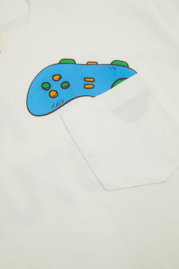 White Crew Neck Printed Kids' T-Shirt 4