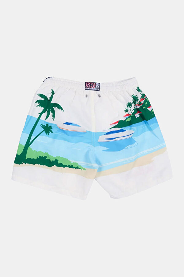 White Printed Kids Shorts 2
