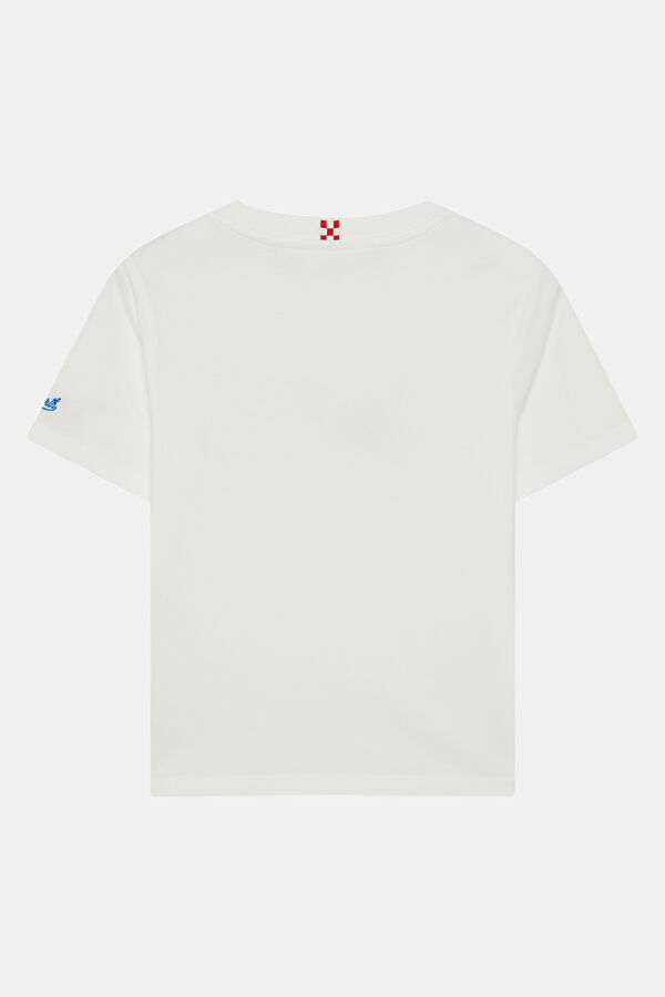Beyaz Bisiklet Yaka Baskılı Çocuk T-Shirt 2