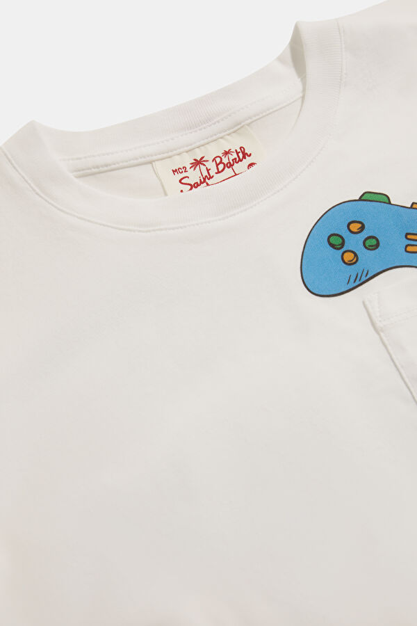 White Crew Neck Printed T-Shirt 3