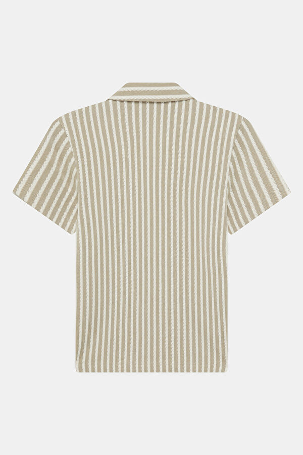 Beige Striped Pattern Children's Shirt 2