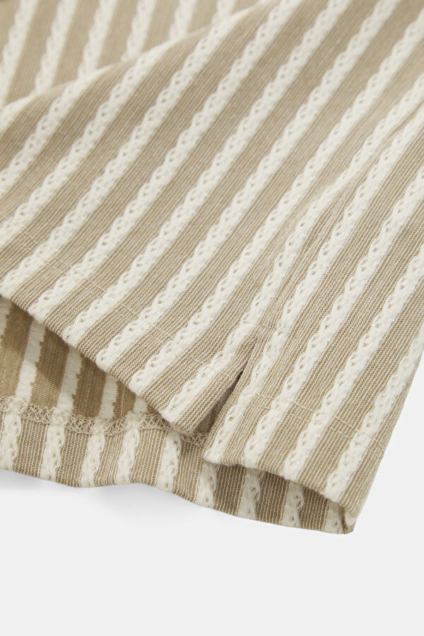 Beige Striped Pattern Children's Shirt 4