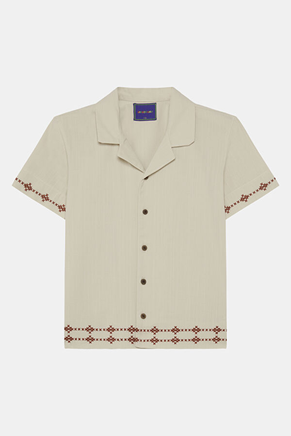 Beige Patterned Children's Shirt