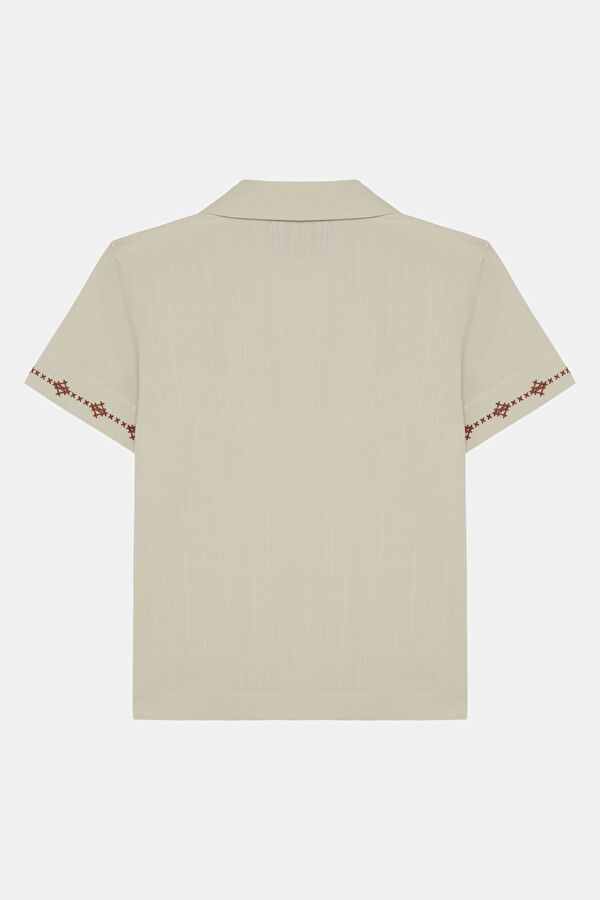 Beige Patterned Children's Shirt 2