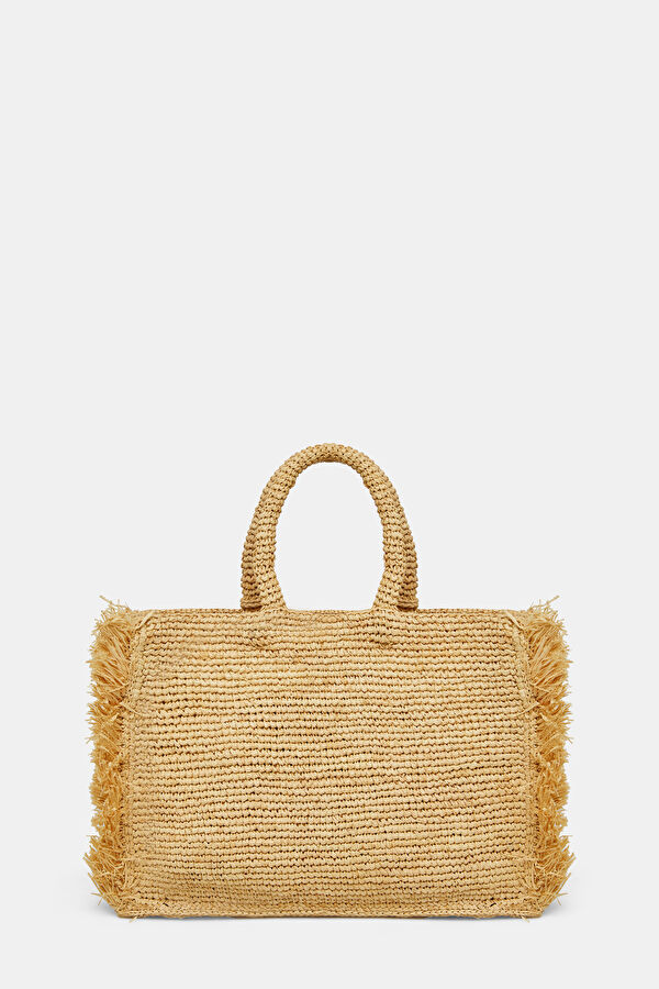 Colette Raffia Fringes Bej Çanta 3