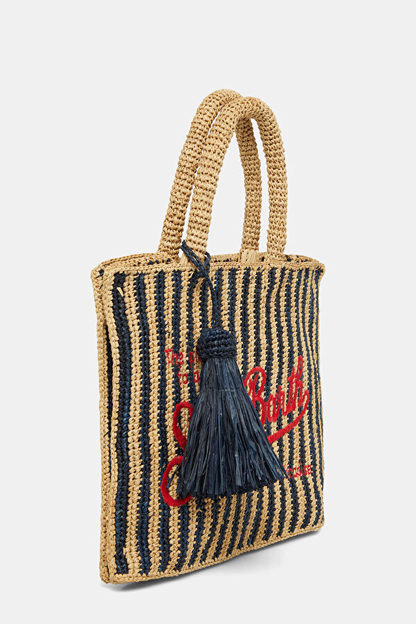 Colette Raffia Bej Desenli Çanta 2