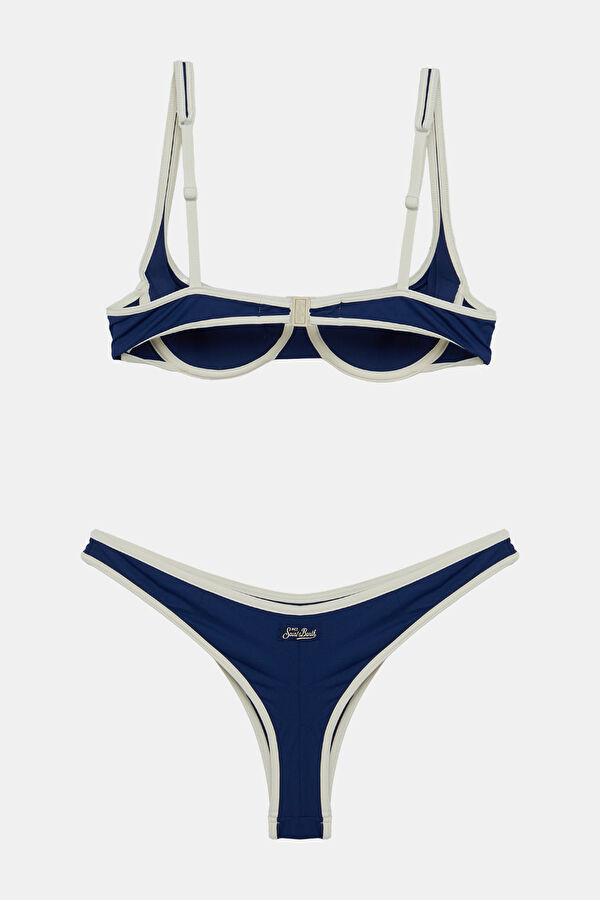 Lacivert Desenli Bağlamalı Kadın Bikini 2
