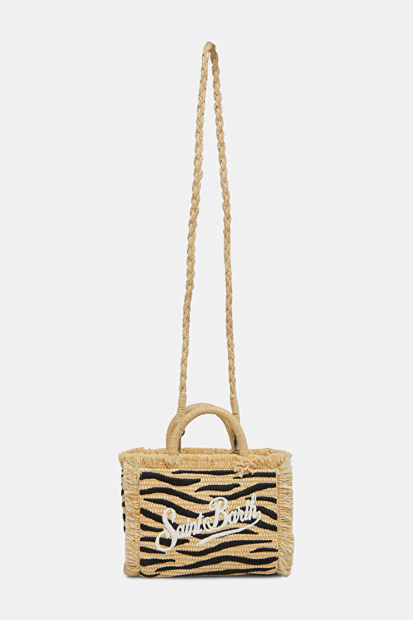 Vanity Mini Straw N Beige Patterned Bag 2