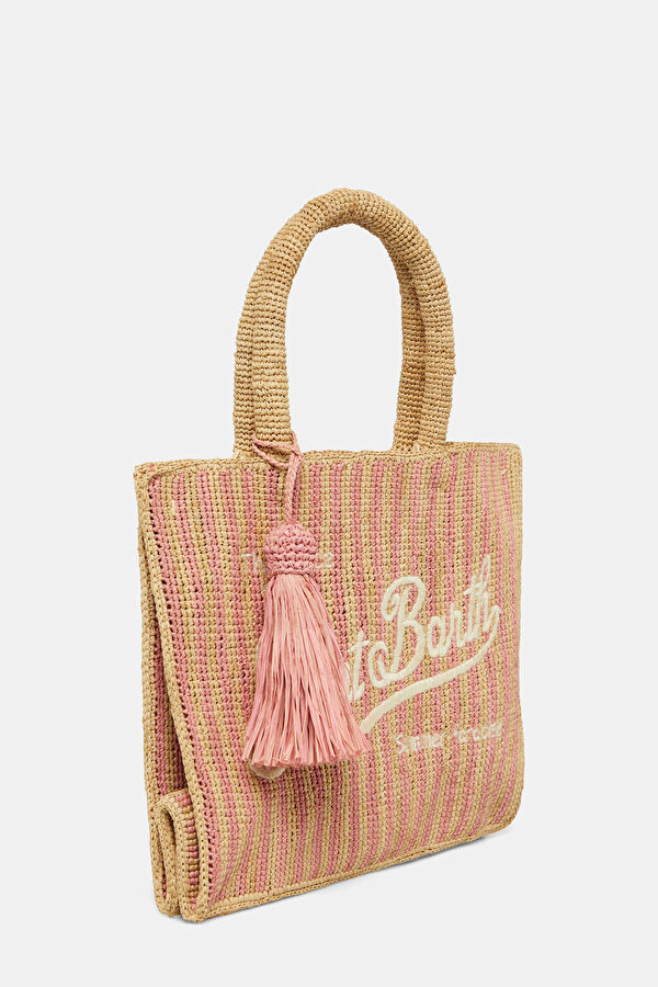 Colette Raffia Bej Desenli Çanta 2