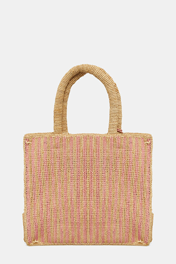 Colette Raffia Bej Desenli Çanta 3