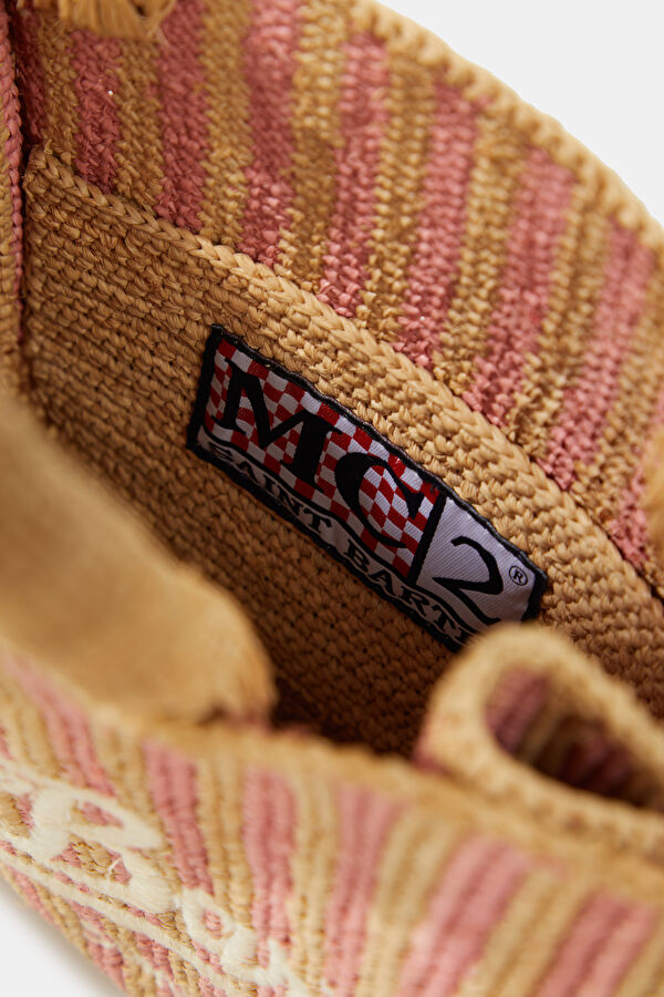 Colette Raffia Bej Desenli Çanta 5