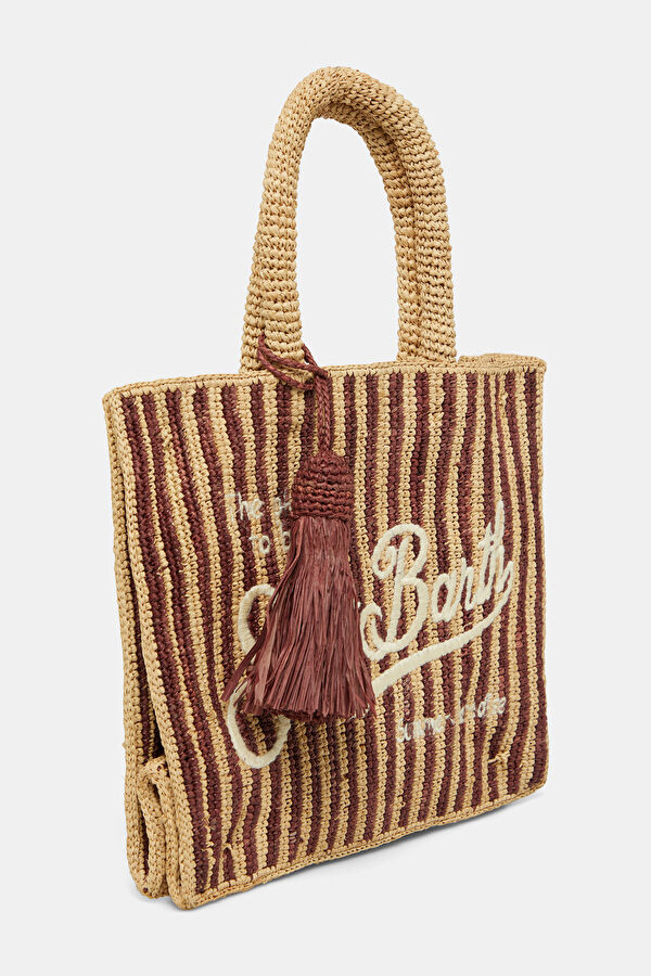 Colette Raffia Bej Desenli Çanta 2
