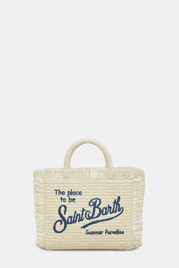 Vanity Mini Straw N White Patterned Bag