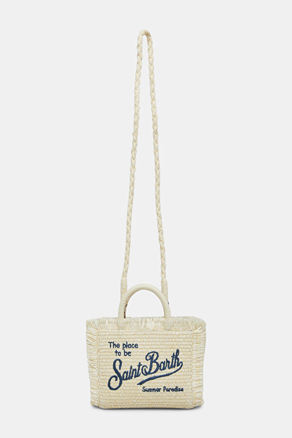Vanity Mini Straw N White Patterned Bag 2