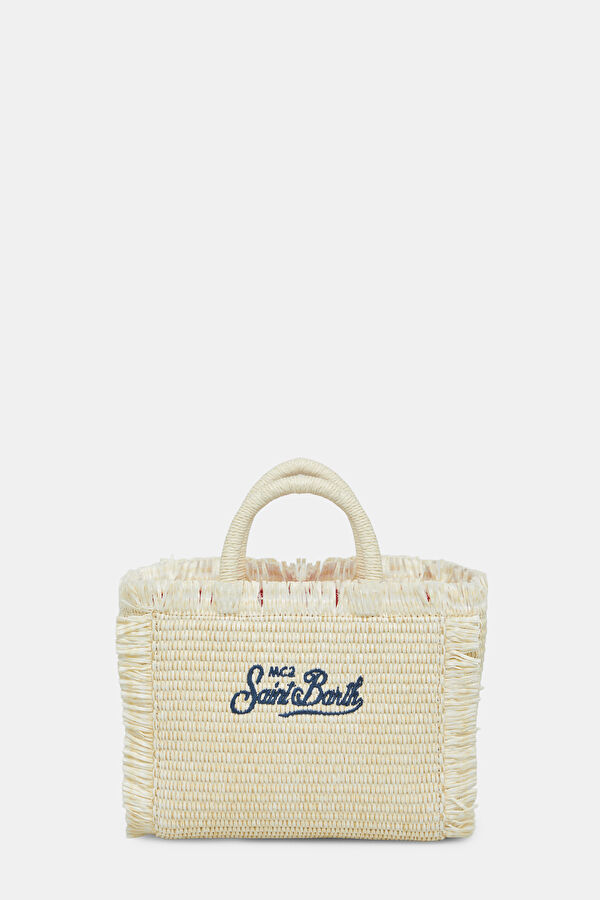 Vanity Mini Straw N White Patterned Bag 4