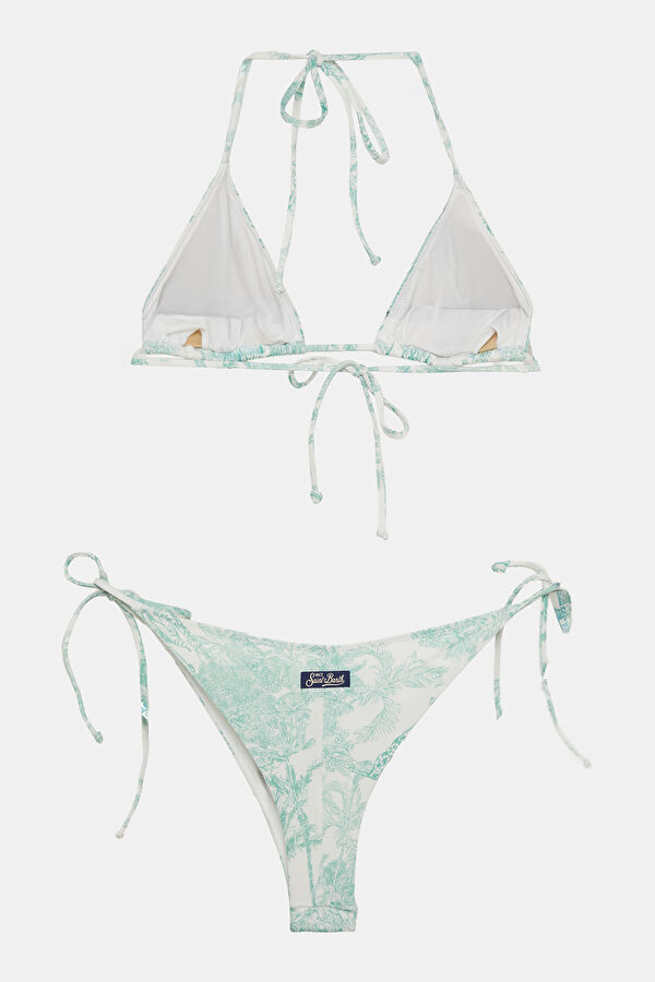 Green Patterned Lace-Up Women's Bikini 2