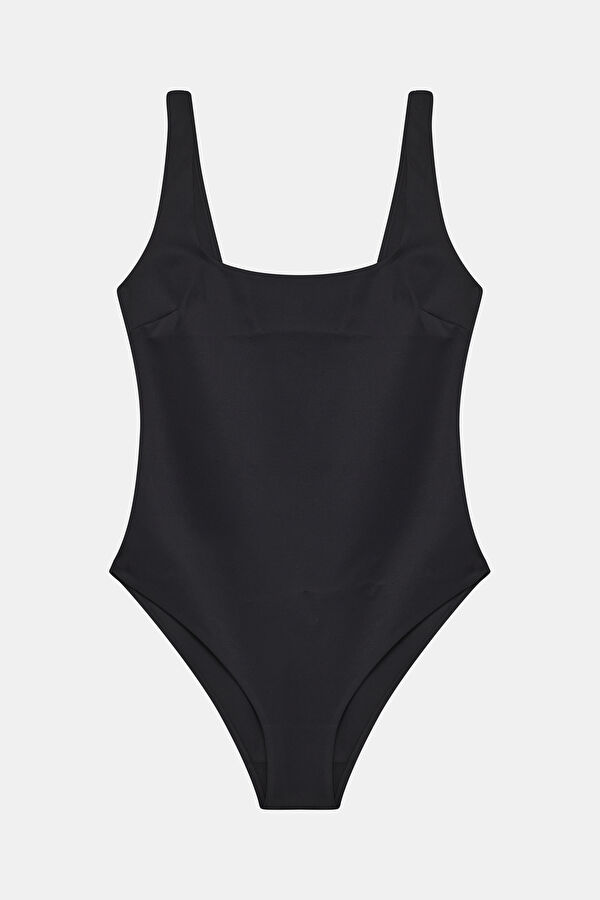 Black Patterned Tie-Up Women's Swimsuit