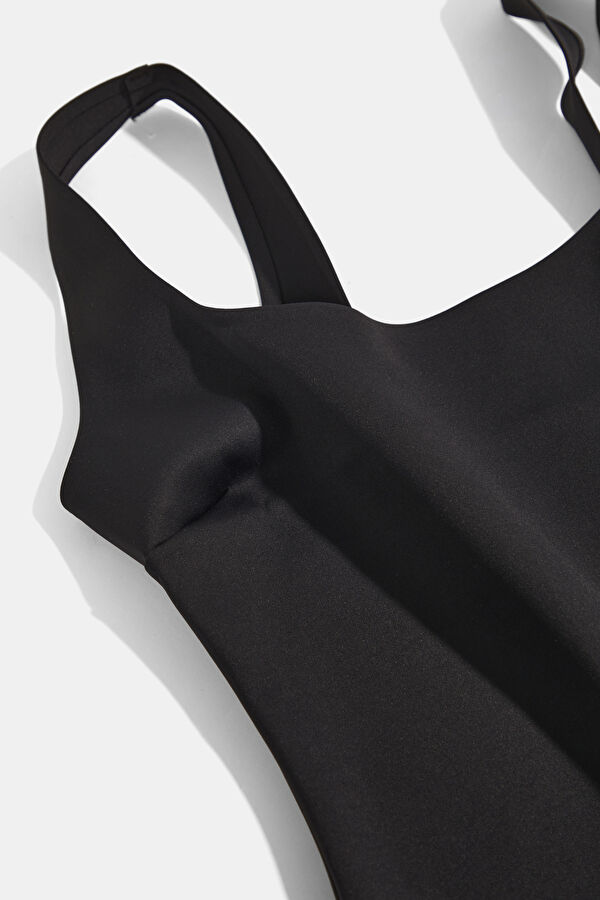 Black Patterned Tie-Up Women's Swimsuit 3