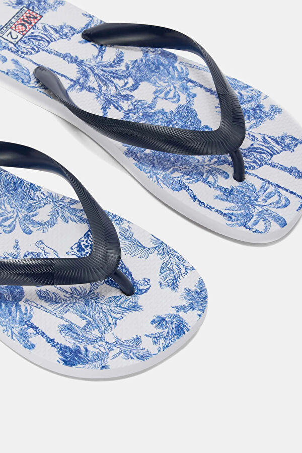 Navy Blue Design Filled Slipper 3