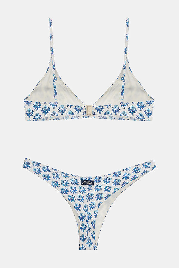 Mavi Desenli Bağlamalı Kadın Bikini 2