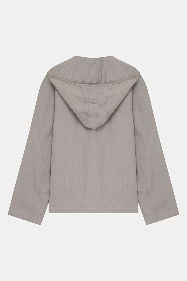 Gray Buttoned Linen Men's Jacket 2
