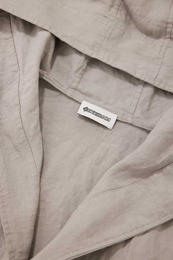 Gray Buttoned Linen Men's Jacket 3