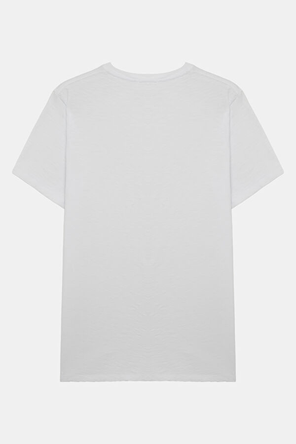 Relax Fit White Crew Neck Men's T-Shirt 2