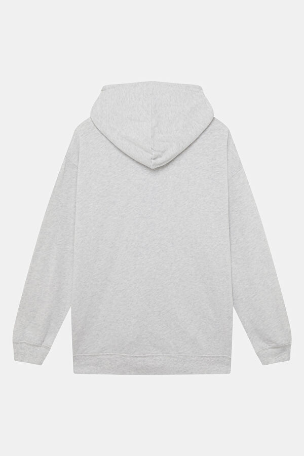Gri Relax Kalıp Kapuşonlu Erkek Sweatshirt 2