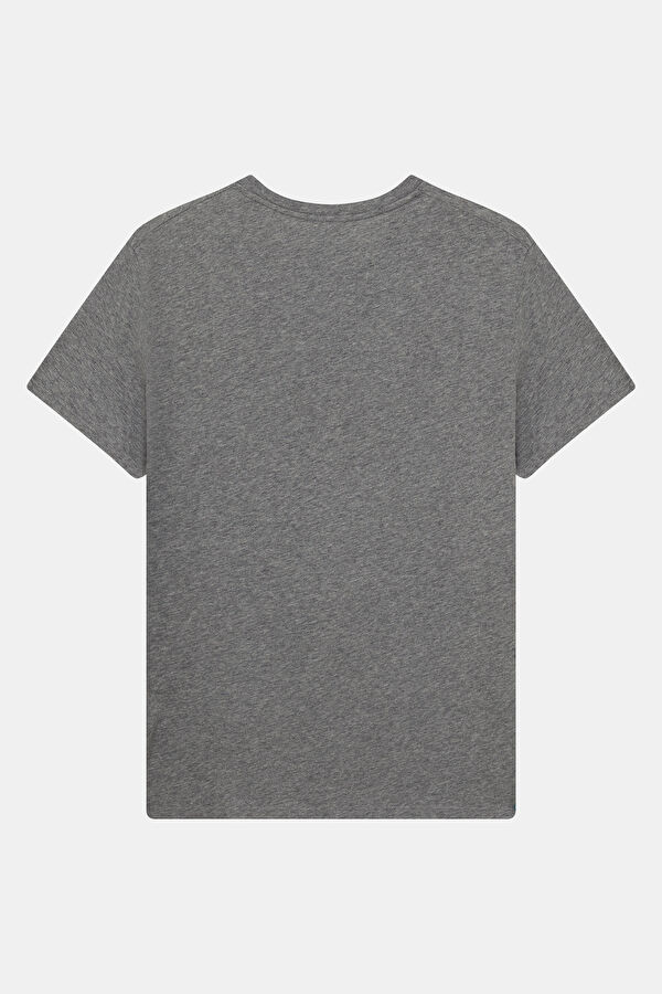 Relax Kalıp Gri Bisiklet Yaka Erkek T-Shirt 2