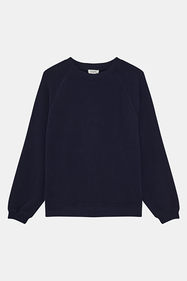 Lacivert Relax Kalıp Bisiklet Yaka Erkek Sweatshirt