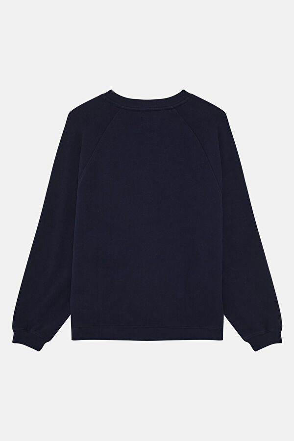Lacivert Relax Kalıp Bisiklet Yaka Erkek Sweatshirt 2