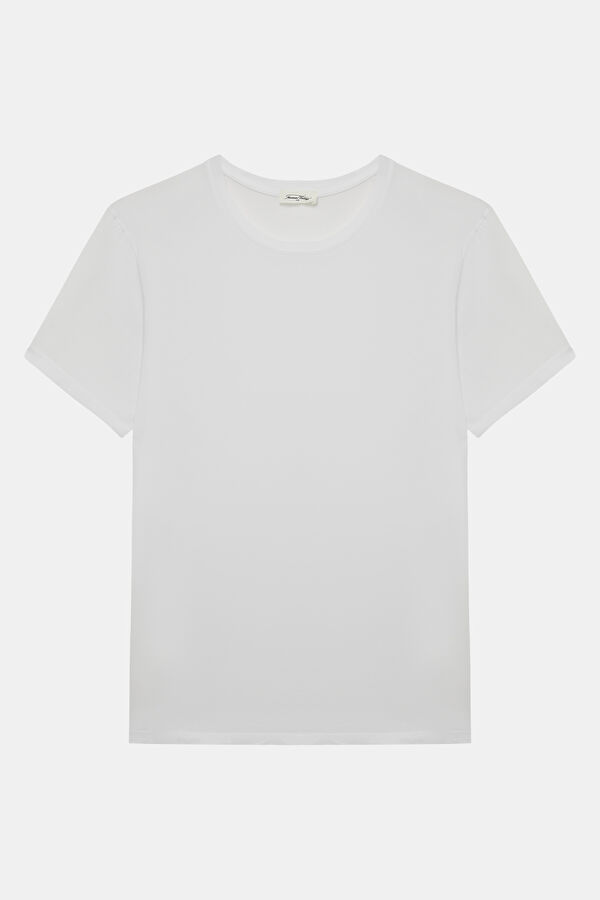 Relax Kalıp Beyaz Bisiklet Yaka Erkek T-Shirt