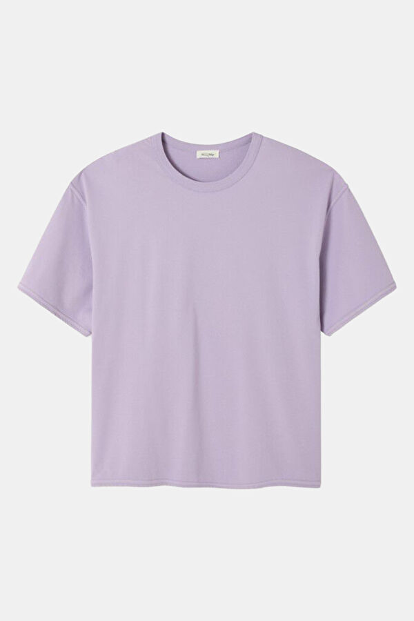 Relax Kalıp Lila Bisiklet Yaka Erkek T-Shirt