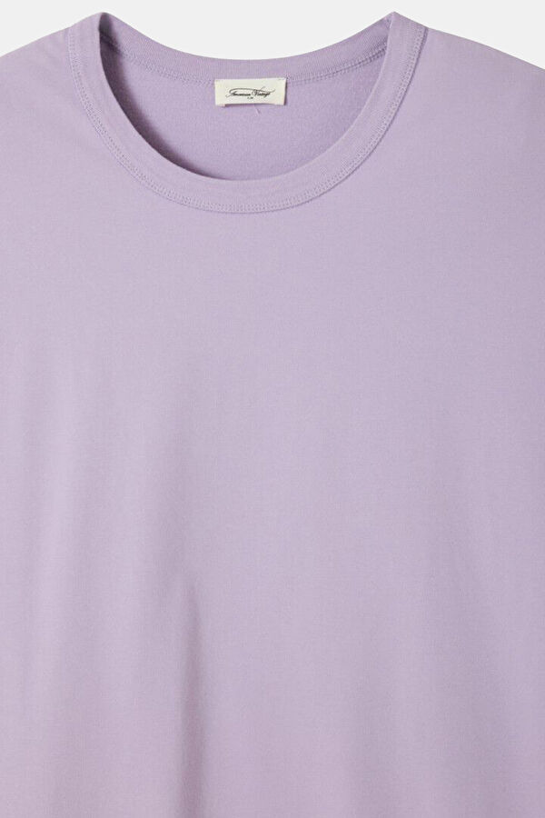 Relax Kalıp Lila Bisiklet Yaka Erkek T-Shirt 2