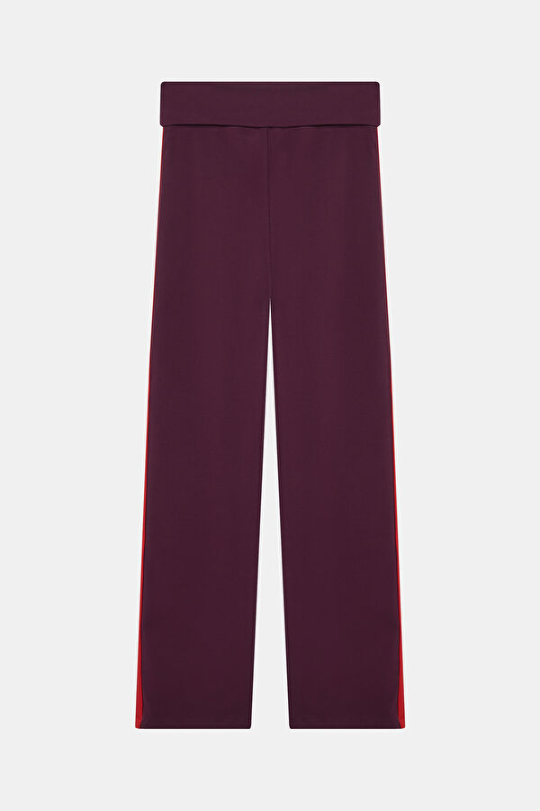 Burgundy Wide-Leg Women's Sports Pants 2