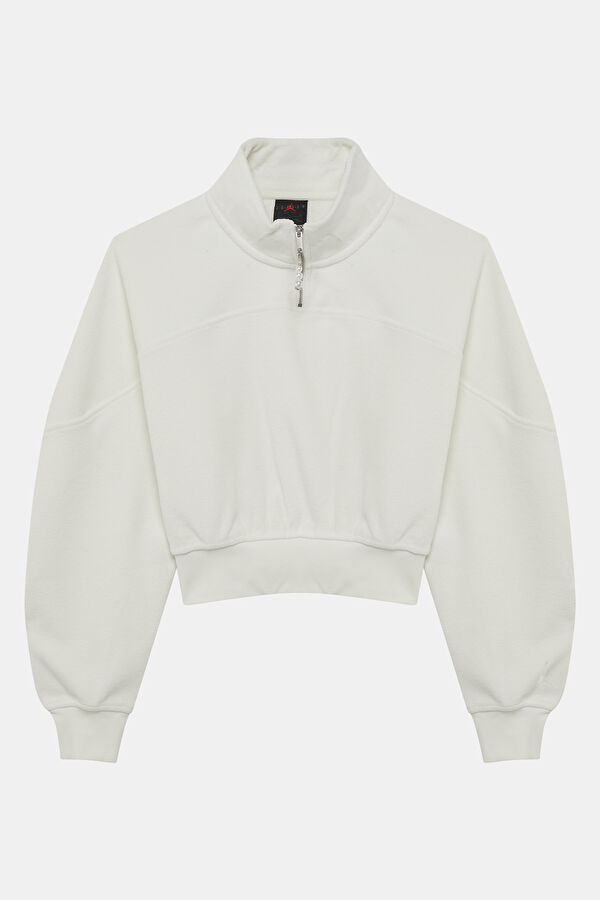 Beyaz Dik Yaka Kadın Sweatshirt