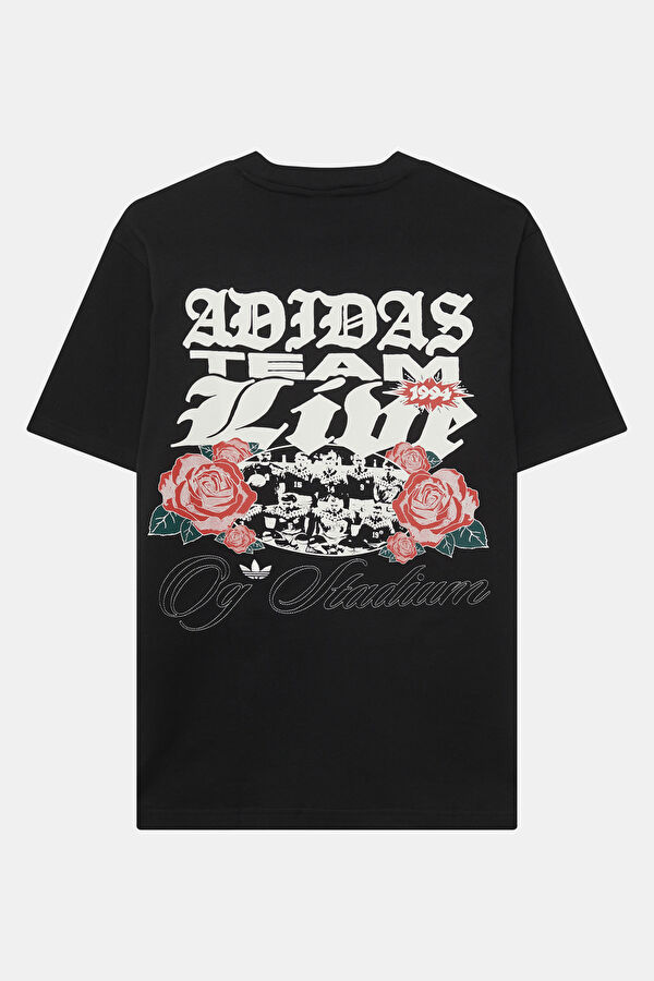 Relax Kalıp Siyah Bisiklet Yaka Baskılı Erkek T-Shirt 2