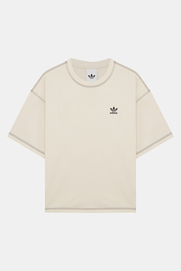 Relax Kalıp Krem Bisiklet Yaka Erkek T-Shirt