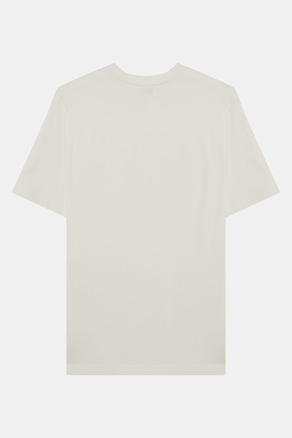 Relax Fit White Crew Neck Printed Men's T-Shirt 2
