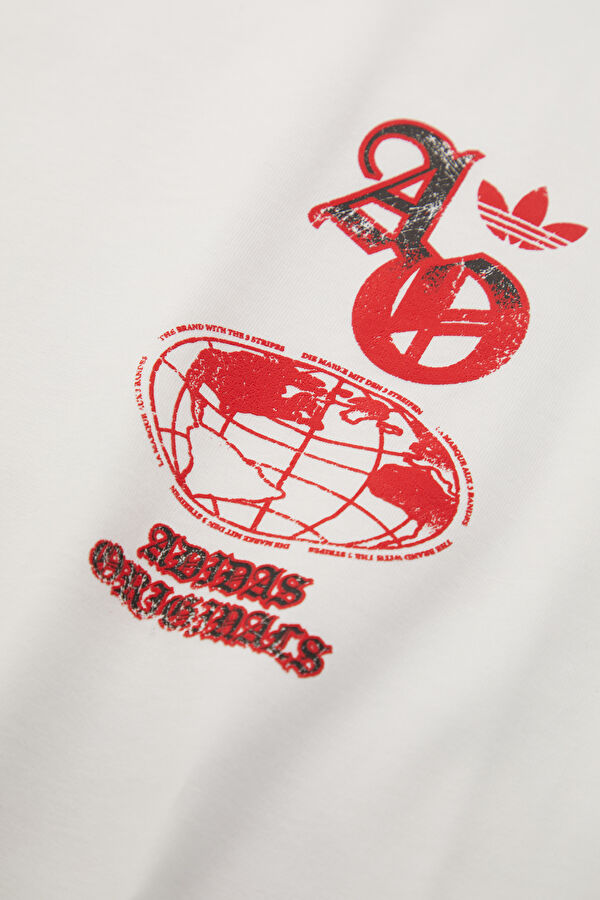 Relax Fit White Crew Neck Printed Men's T-Shirt 4