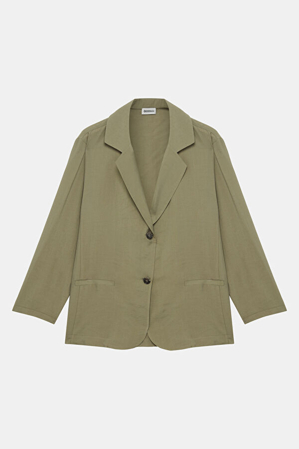 Green Buttoned Lyocell Women's Jacket