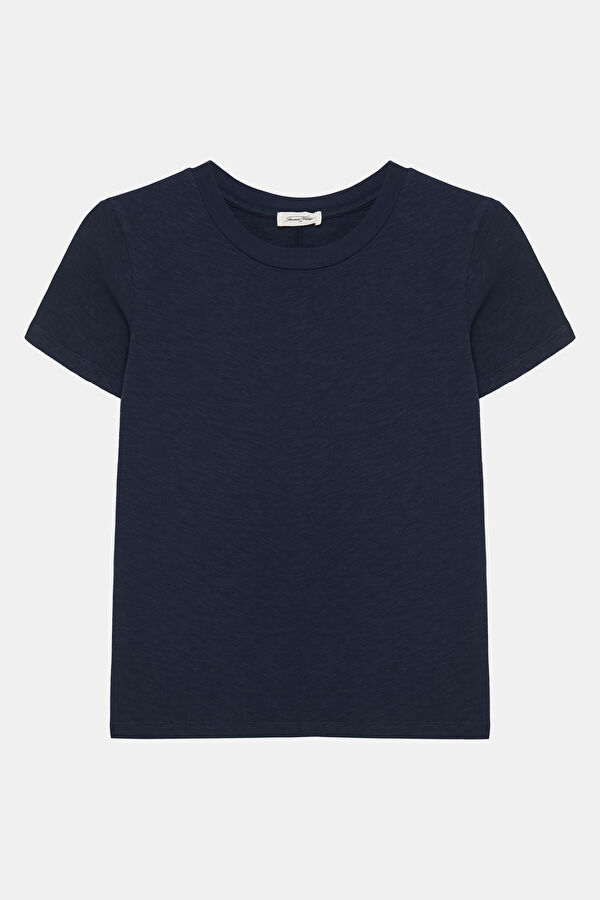 Lacivert Bisiklet Yaka Kadın T-Shirt