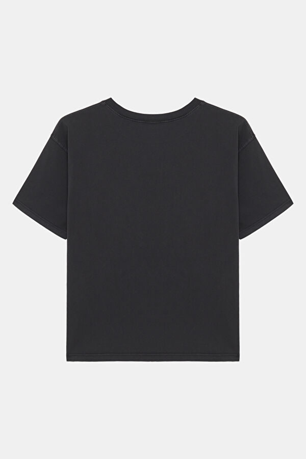 Siyah Bisiklet Yaka Kadın T-Shirt 2
