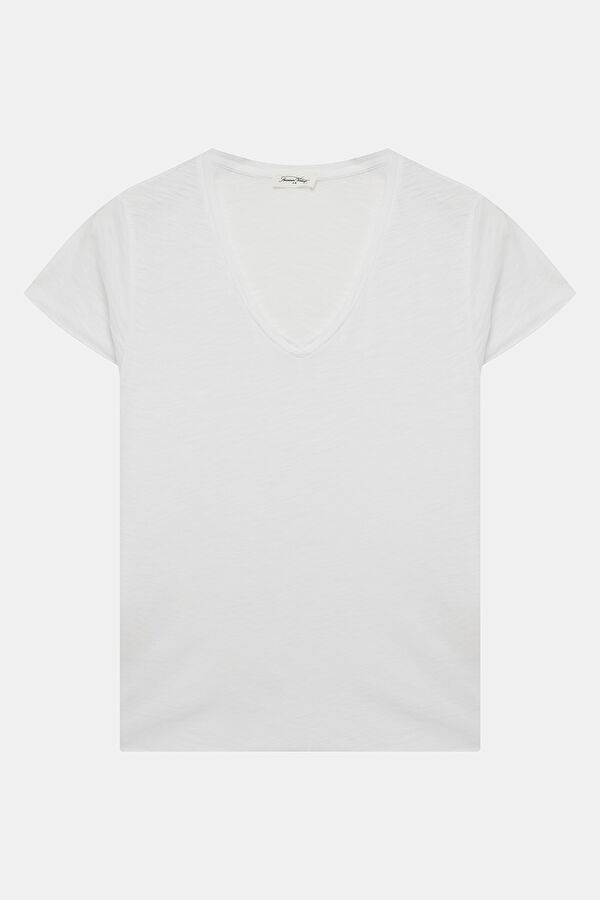 Beyaz V Yaka Kadın T-Shirt
