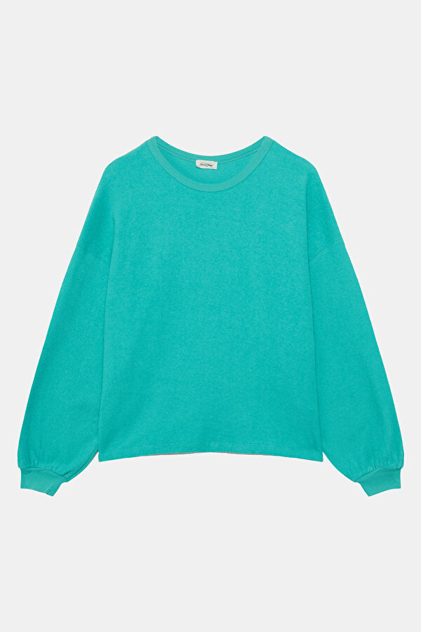 Turkuaz Kapuşonlu Kadın Sweatshirt