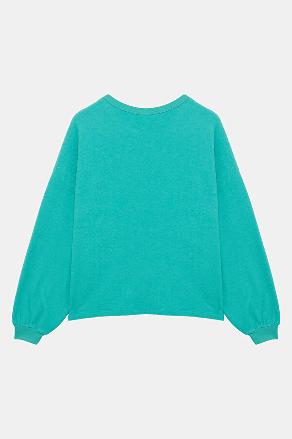 Turkuaz Kapuşonlu Kadın Sweatshirt 2