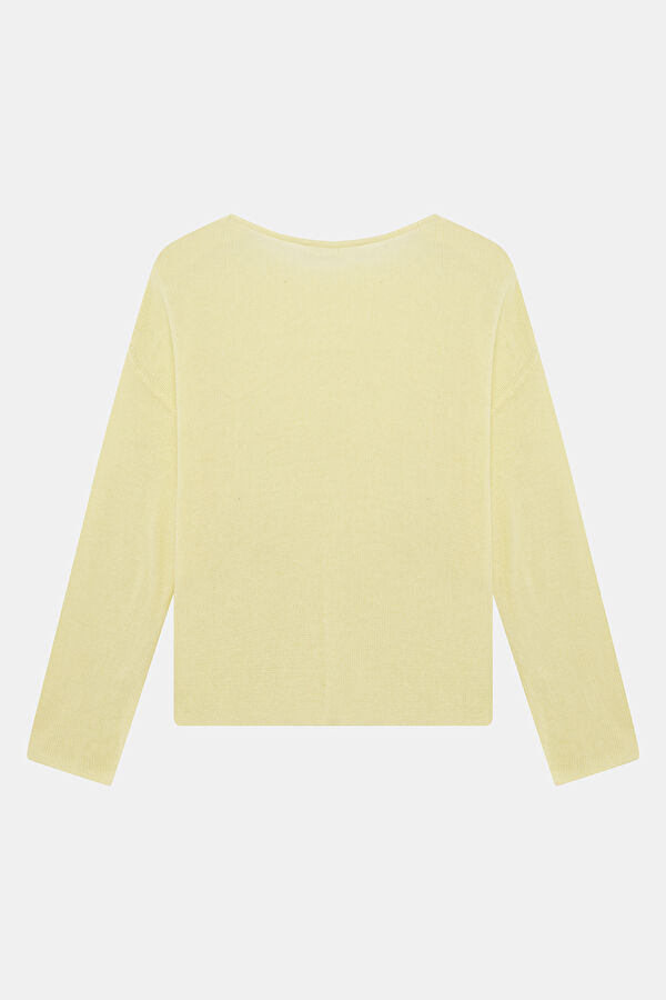 Light Yellow Boat Neck Women's Sweatshirt 2