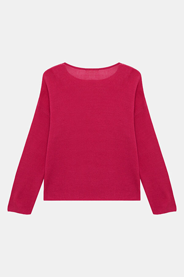 Fuchsia Boat Neck Women's Sweatshirt 2
